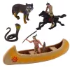 LEAN TOYS Set of Indian Figures Village Indians Kayak Totem