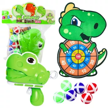 LEAN TOYS Skill Game Target Shooting Gun Velcro Balls Dinosaur