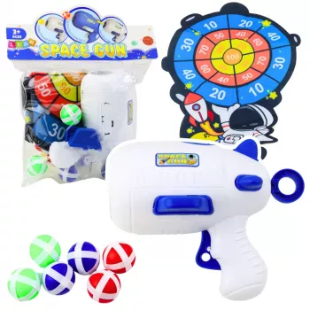 LEAN TOYS Prasmju spēle Šaušanas mērķis Pistole Velcro bumbiņas Kosmoss