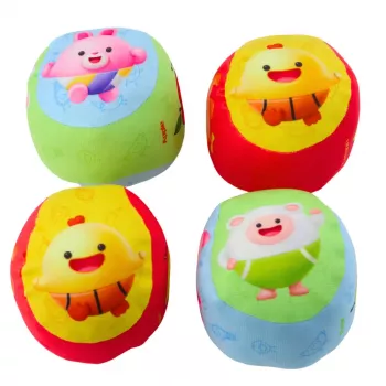 LEAN TOYS Mīksto bumbiņu komplekts mazuļiem Krāsaini augļi 4gab