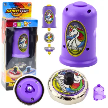 LEAN TOYS Flying Disc Unicorn Spinner Launcher Set Purple