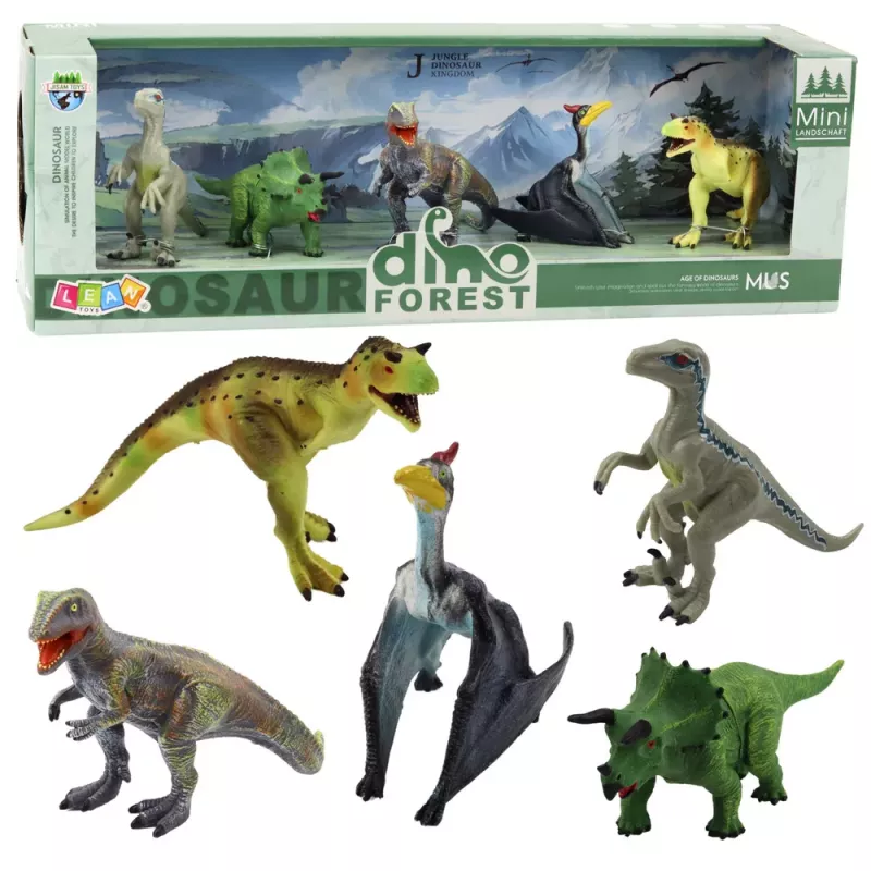 LEAN TOYS Realistisku meža dinozauru figūru komplekts 5 gab.