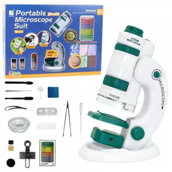 LEAN TOYS Portable Educational Microscope for Kids 2 in 1 60X/180X Accessories