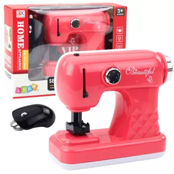 LEAN TOYS Rotaļlietu šujmašīna ar peli bērniem gaiši rozā
