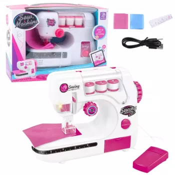 LEAN TOYS Šujmašīna Bērniem Ar Diegu Materiālu Gaismām Skaņām