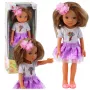 LEAN TOYS Doll In Purple Dress Long Brown Hair Flower Clip