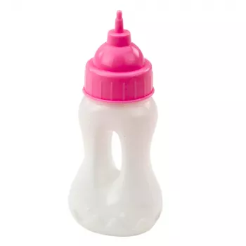 LEAN TOYS Baby Doll ar barošanas pudelīti kleita pūderrozā skaņas 30cm