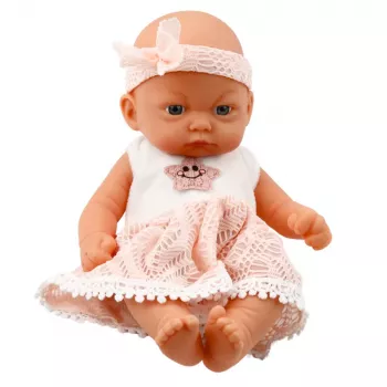 LEAN TOYS Baby Doll Pink Lace Dress with Star Headband
