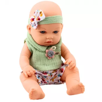LEAN TOYS Baby Doll Green Floral Dress Headband with Bow