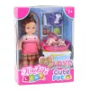 LEAN TOYS Mini Doll Set with Two Puppies, Bed, Bowl, Bottle