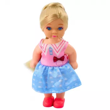 LEAN TOYS Mini Doll Set ar diviem suņiem, gultu un barības bļodu