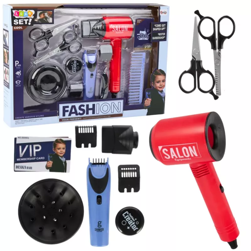 LEAN TOYS Boy's Hairdressing Set Hair Dryer Machine Combs Accessories