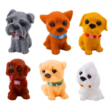 LEAN TOYS Set of Figures Cute Dogs Puppies Rubber 8cm 6pcs