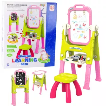 LEAN TOYS 5in1 Educational Board With Chair Multifunctional Accessories Pink