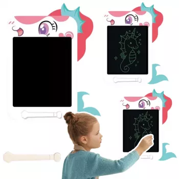 LEAN TOYS Marker Drawing Board Writing LCD Stylus Unicorn White 8.5 Inch