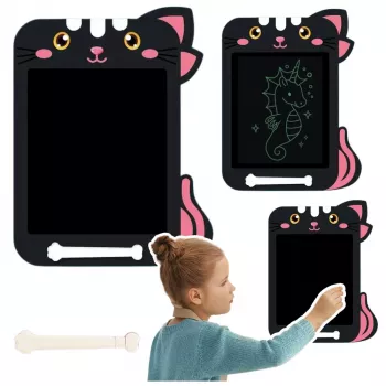LEAN TOYS Marker Drawing Board Writing LCD Stylus Cat Black