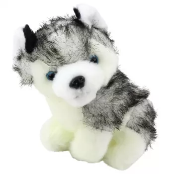 LEAN TOYS Husky Dog In A Bag Plush Mascot Cuddly Toy White Gray