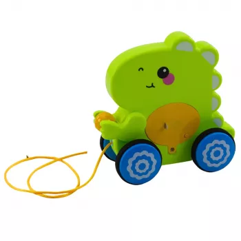LEAN TOYS Baby Dinosaur Pull Toy Sounds Rattle Green