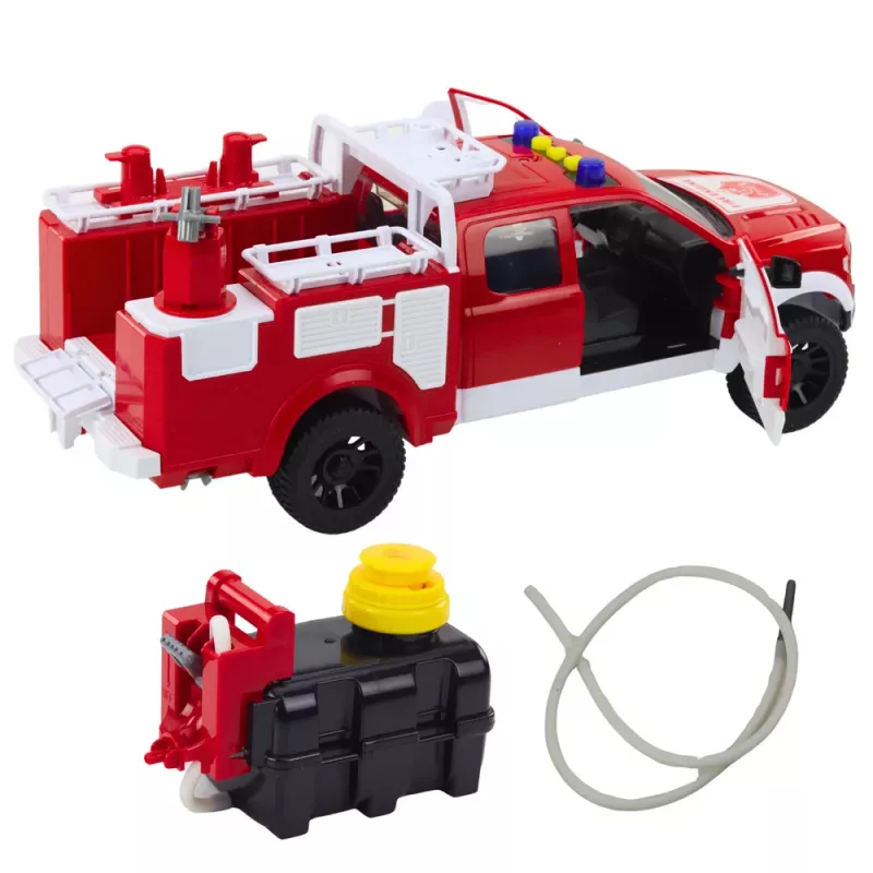 LEAN TOYS Fire Truck Firefighting Water Lights Sounds White Red 1:12