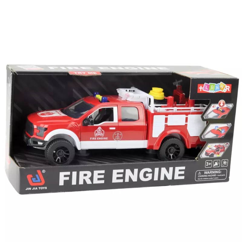 LEAN TOYS Fire Truck Firefighting Water Lights Sounds White Red 1:12