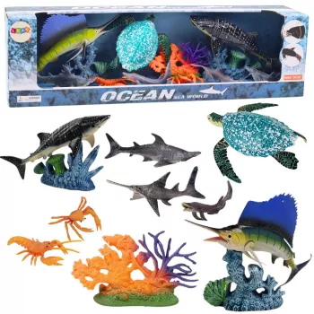 LEAN TOYS Set of Figures Sea Animals Movable Elements Turtle