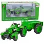 LEAN TOYS Metal Farm Tractor With Trailer Green 1:18