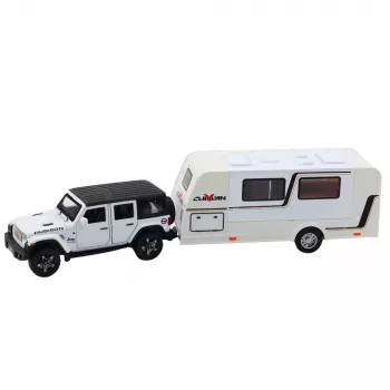 LEAN TOYS Set of Car Off-road Camper Metal Drive Lights Sounds White 1:32