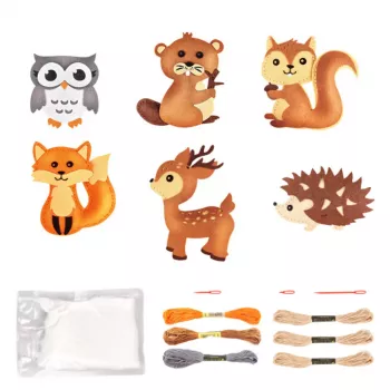 LEAN TOYS Creative Set of Embroidery Felt Forest Animals 6pcs
