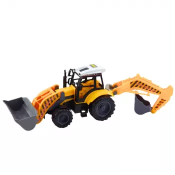 LEAN TOYS Large Backhoe Loader Agricultural Construction Mobile Yellow