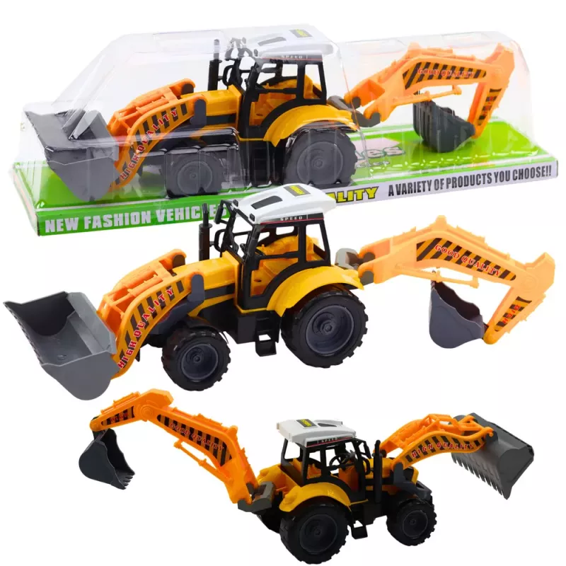 LEAN TOYS Large Backhoe Loader Agricultural Construction Mobile Yellow