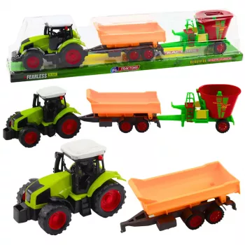 LEAN TOYS Lauksaimniecības Traktors ar Piekabi un Pašizgāzēju