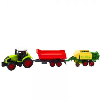 LEAN TOYS Set of Agricultural Tractor Trailer Press Agricultural Machine
