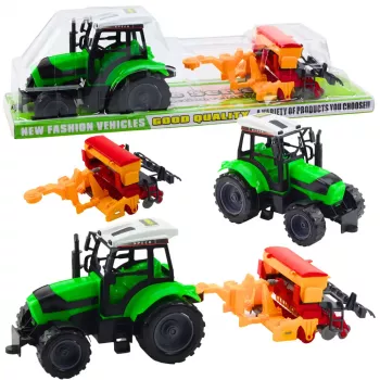 LEAN TOYS Traktors ar sējmašīnu – lauku tehnikas komplekts
