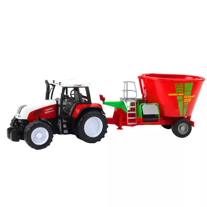 LEAN TOYS Agricultural Farm Tractor With Trailer Feed Mixer Red 60cm