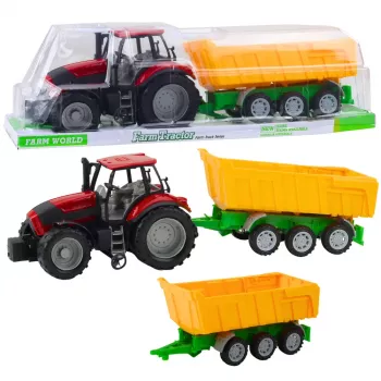 LEAN TOYS Agricultural Farm Tractor With Yellow Trailer Red 46cm