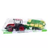 LEAN TOYS Agricultural Farm Tractor With Green and Yellow Trailer Red 50cm