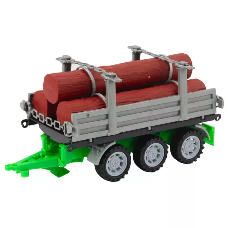 LEAN TOYS Zaļš lauksaimniecības traktors ar piekabi baļķiem 47cm