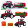LEAN TOYS Agricultural Farm Tractor with Green Trailer and Hay Red 62cm