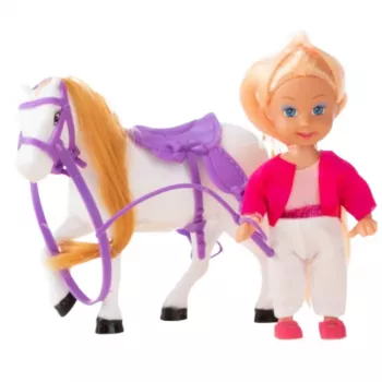 LEAN TOYS Mini Doll Set With Horse Riding Costume Saddle