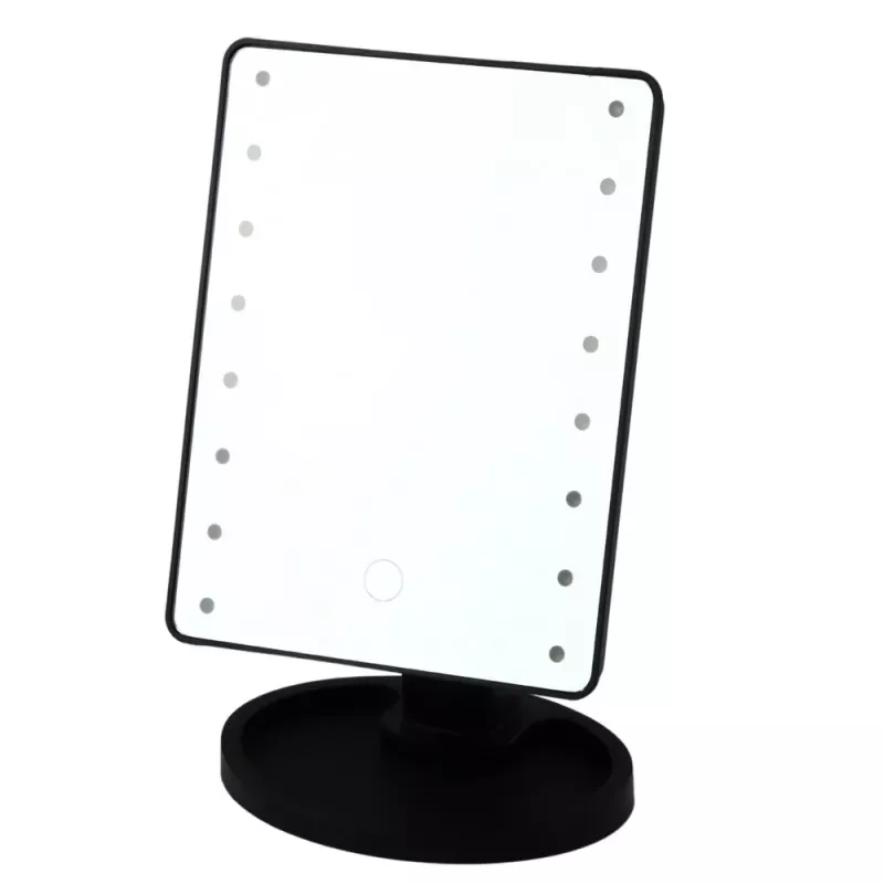 LEAN Cosmetic Mirror 16 LED Diodes With Stand Adjustable Black
