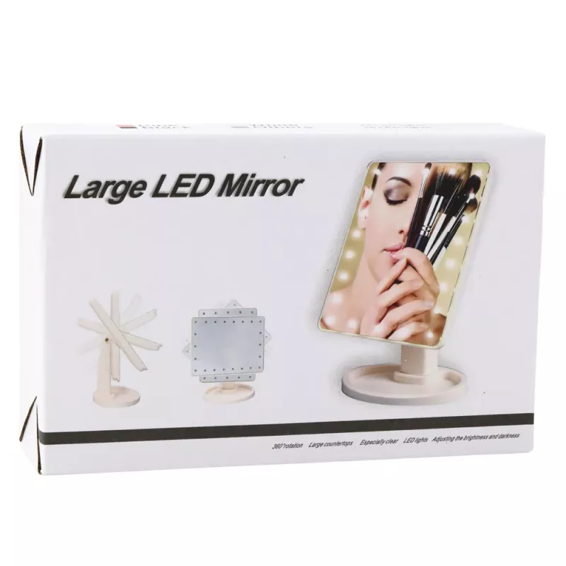 LEAN Cosmetic Mirror 16 LED Diodes With Stand Adjustable Black