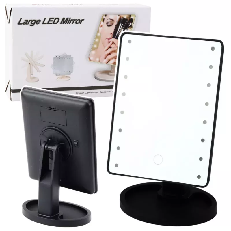 LEAN Cosmetic Mirror 16 LED Diodes With Stand Adjustable Black