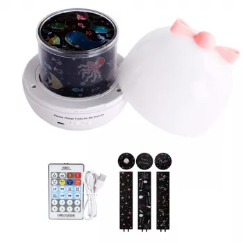 LEAN TOYS Star Projector bērniem nakts gaisma ar 6 maināmiem projekcijas diskiem