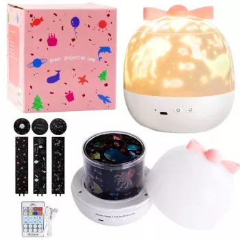 LEAN TOYS Star Projector bērniem nakts gaisma ar 6 maināmiem projekcijas diskiem