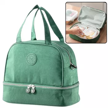 LEAN Thermal Insulating Breakfast Bag with Adjustable Strap Green 27cm