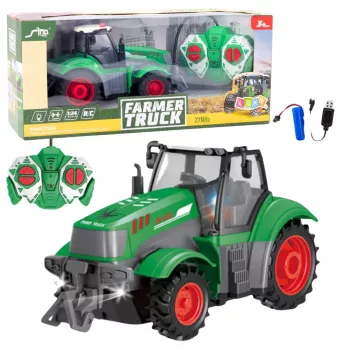 LEAN TOYS Remote Controlled RC Agricultural Tractor Green 1:24