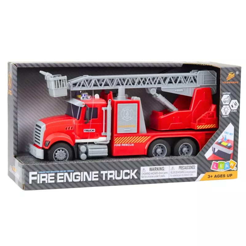 LEAN TOYS Fire Truck Ladder Boom Drive Water Lights Sounds