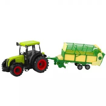 LEAN TOYS Agricultural Farm Tractor With Green and Yellow Trailer Green 50cm