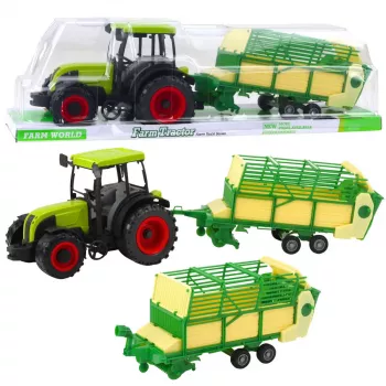 LEAN TOYS Agricultural Farm Tractor With Green and Yellow Trailer Green 50cm