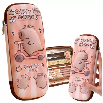 LEAN Pencil Case School Kit Capybara On A Scooter 23cm